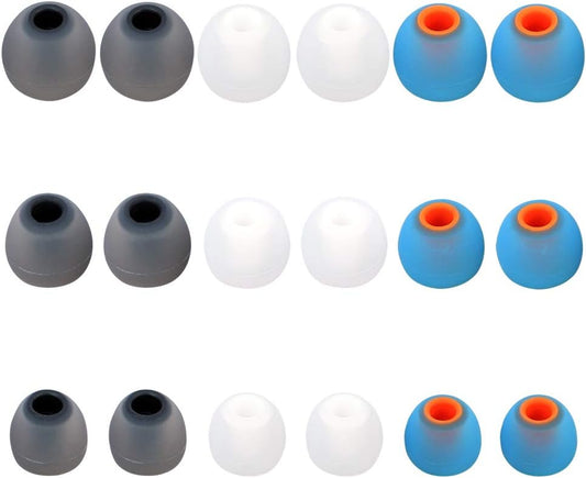 Brandless Earbud Tips Replacement - 9 Pairs SML, Blue, Black, White - Silicone & Plastic - Compatible with SENSO, TOZO, Sony & More
