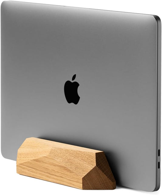 Oakywood Vertical Laptop Stand Wood - Adjustable Wooden Dock for Desk, Compatible with All MacBook Pro, MacBook Air, iPad, Handmade Oak Wood, Computer Stand, Laptop Holder