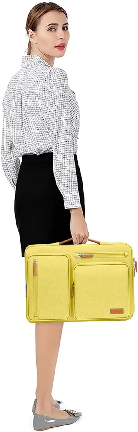 MOSISO 360 Protective Laptop Case 13.3 inch, 13-13.3 inch Laptop Sleeve Compatible with MacBook Air/Pro 13 / Pro 14,HP Dell Acer ASUS,Side Open Carrying Case with 4 Zipper Pockets&Handle, Yellow