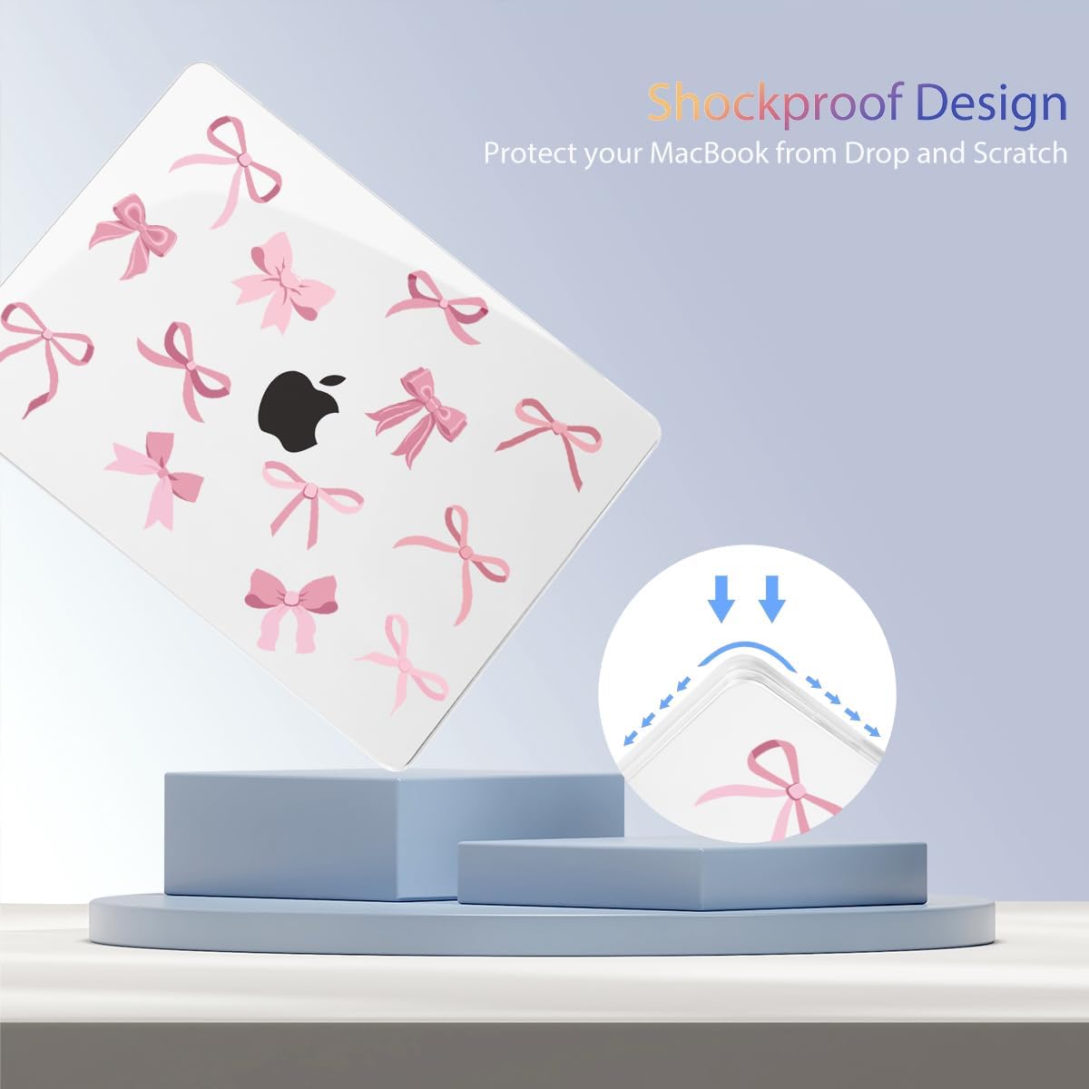 Teryeefi Case for MacBook Air 13.6 inch M4 M3 M2 2025 2024 2023 2022 Released Model A3240 A3113 A2681, Design Protective Hard Shell Cover for MacBook Air M3 M2 13 inch, Cute Pink Bows