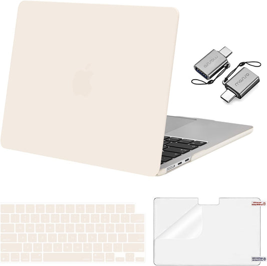MOSISO Compatible with MacBook Air 13 inch Case 2025 2024 2023 2022 M4 A3240 M3 A3113 M2 A2681, Plastic Hard Shell&Keyboard Cover&Screen Film&Type C for MacBook Air 13.6 inch Case, Beige