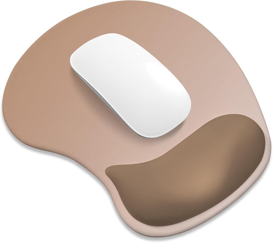 ITNRSIIET Ergonomic Mouse Pad, Cushioned Gel Wrist Rest, Non-Slip Base, Smooth Surface, Cute Multi-Color, 9.5 x 8.2 in, Soft Brown Gradient