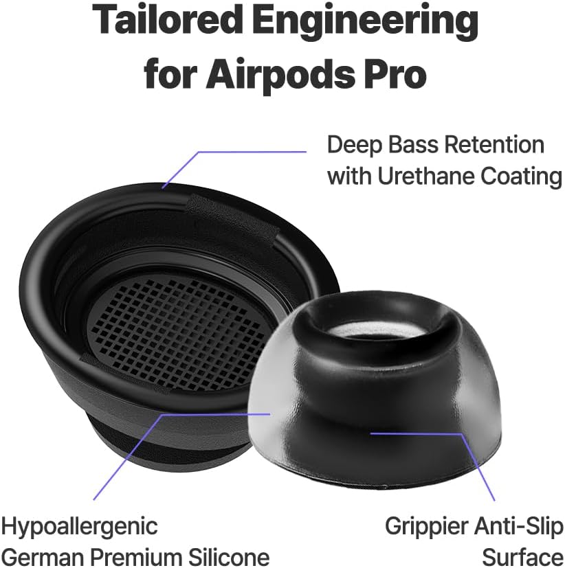 AZLA Crystal for Airpods Pro 1st & 2nd Gen (2-Pair SSS) – Airpod Pro Ear Tip Replacement – Airpod Pro Tips with Premium Silicone