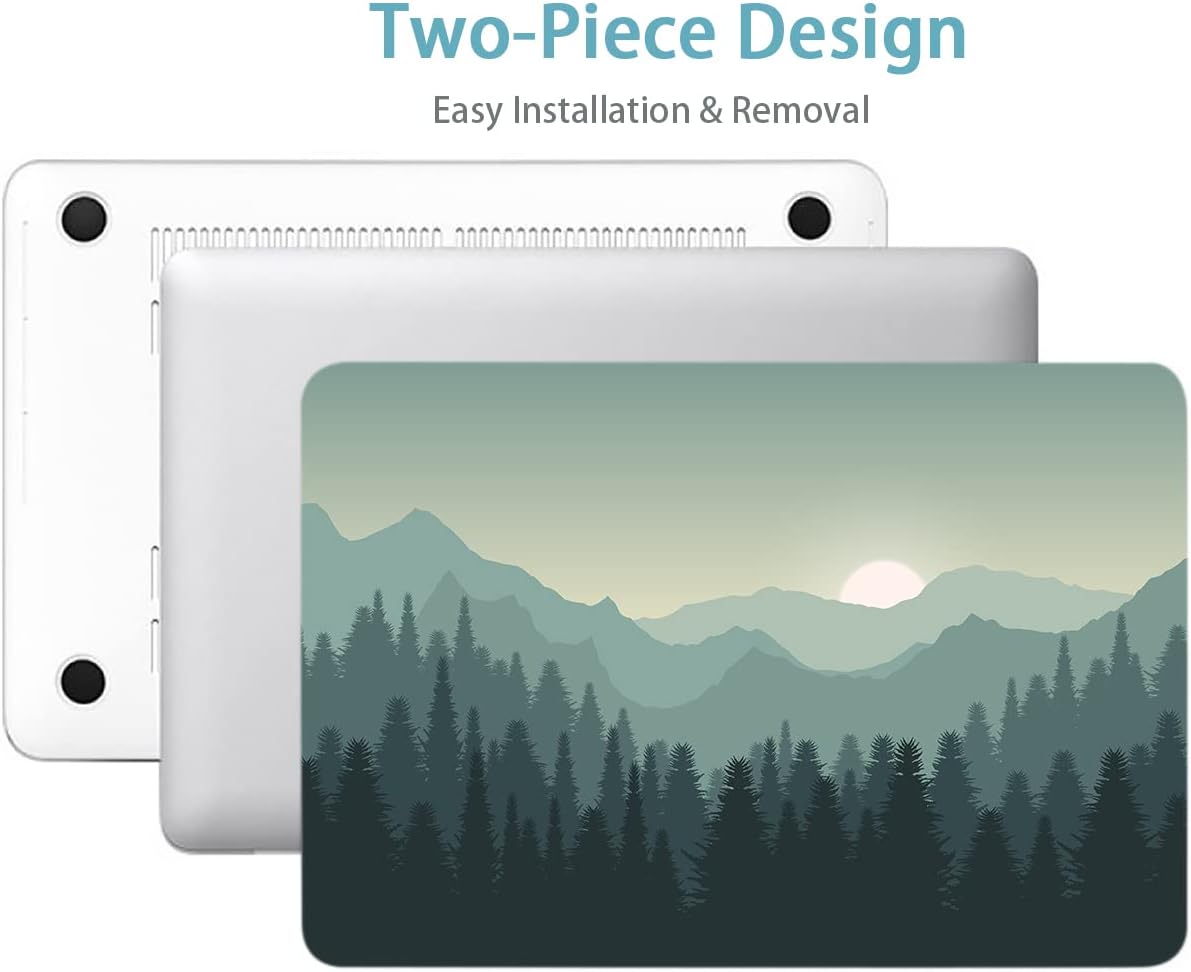 LanBaiLan Compatible for MacBook Pro 13 inch with Touch Bar 2022 2020 2019 2018 2017 2016, M1 M2 A2338 A2289 A2251 A2159 A1989 A1706 A1708, Laptop Hardshell Case & Keyboard Cover, Mountains Landscape