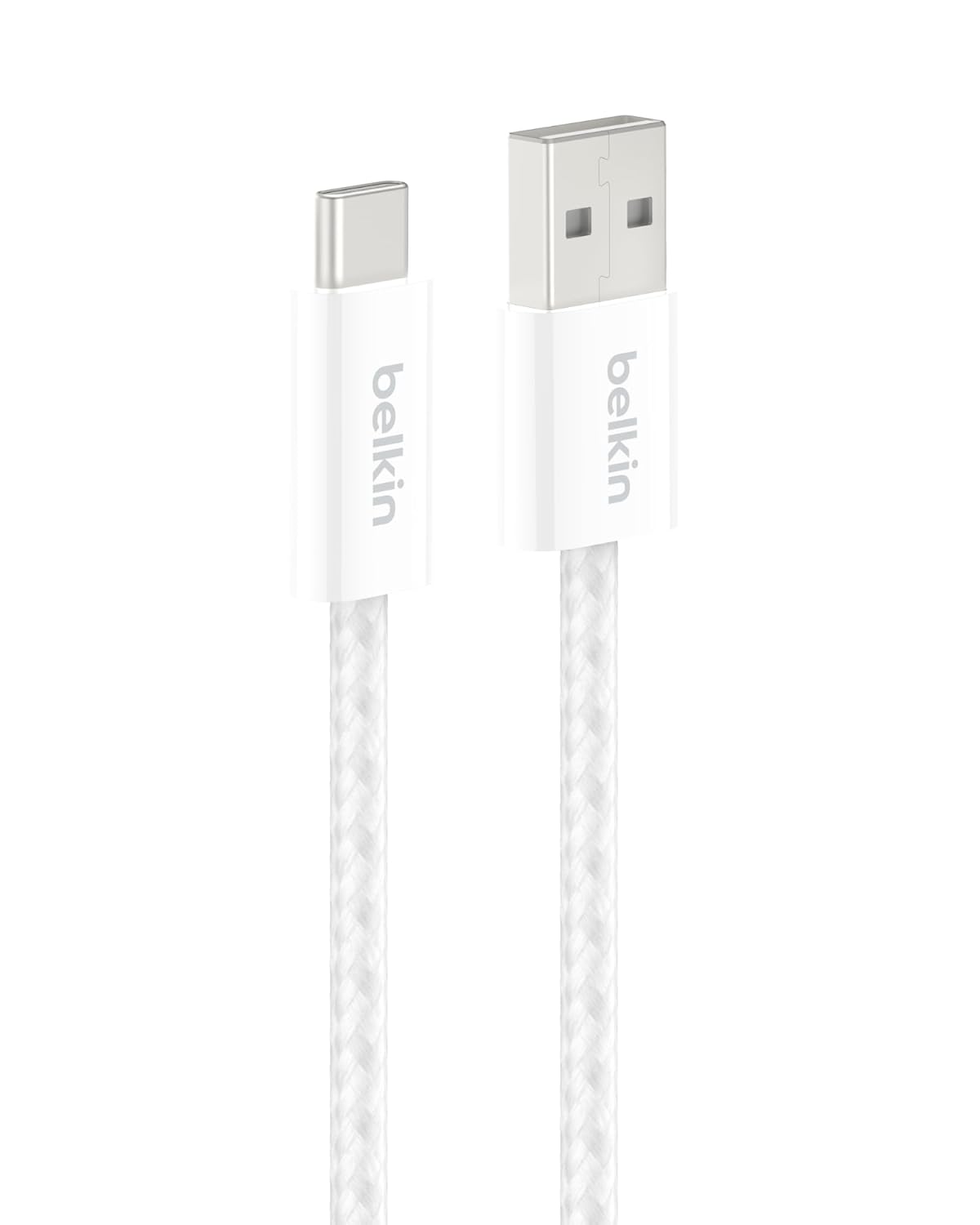 Belkin USB A to USB C Cable, 3.3ft, 15W - Type C Charger, iPhone Charger Cord, Soft, Braided, Flexible for iPhone 16 & 15, Galaxy S25, Pixel 9, iPad Pro, Airpods Pro, Switch & More - White