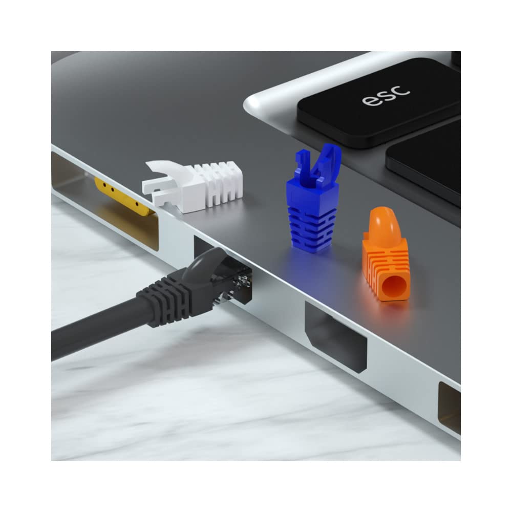50 Pcs Cat5E Cat6 Strain Relief Boots, RJ45 Plug Connector Cover Modular Network Plug Cap, Orange