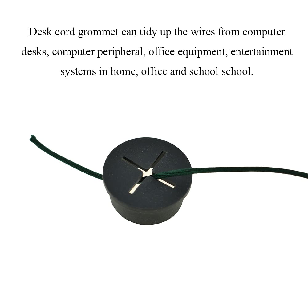 HAHIYO 4Pcs 1Inch/25mm Black Flexible Rubber Desk Grommet Wire Grommet Cable Management Cord Hole Cover Desk Wire Hole Insert Wire Organizer for Computer Office Home School Equipment Systems