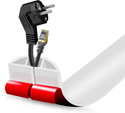 Floor Cord Cover Self Adhesive Cord Hider,3.3FT Cable Management, Extension Strip Protector for Wires, Prevent Cable Trips for Offices, Gyms, Exhibitions Cavity:0.51"(W) x 0.3"(H) White