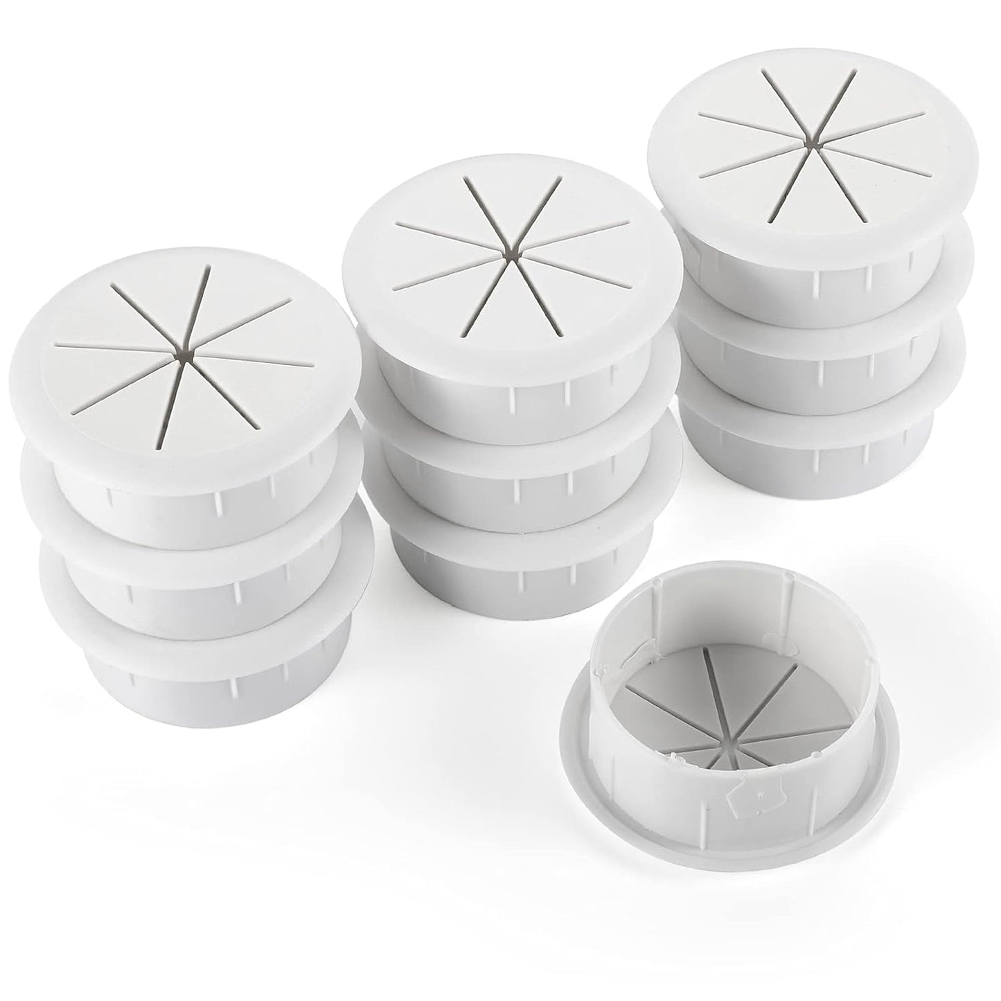 HYCC 10 Pack 2-3/8 Inch Flexible Desk Grommet,Organize Wires and Cables on Office Equipment, Computer Components, Entertainment Systems Effectively - Color: White