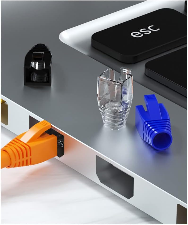 50 Pcs Cat7 Cat7A Cat8 Strain Relief Boot, RJ45 Plug Connector Cover Modular Network Plug Connector Cap Cable Connector Boots, Red