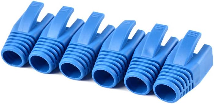 50 Pcs Cat7 Cat7A Cat8 Strain Relief Boot, RJ45 Plug Connector Cover Modular Network Plug Connector Cap Cable Connector Boots, Blue