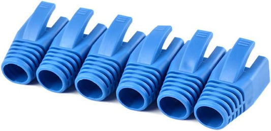 50 Pcs Cat7 Cat7A Cat8 Strain Relief Boot, RJ45 Plug Connector Cover Modular Network Plug Connector Cap Cable Connector Boots, Blue
