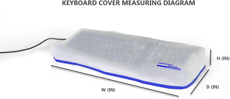 Keyboard Dust Cover, Covers Standard Size PC Keyboards, Silky Smooth Antistatic Vinyl, Translucent Coconut Cream Color with Blue Trim, Larger, (18W x2H x7D)