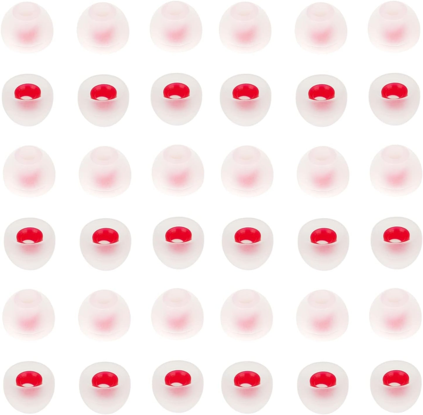 36 Pieces Medium Earbud Tips Soft and Comfortable Ear Bud Replacement Pieces Silicone Fit Most in-Ear Headphones，Inner Hole 3.8mm -5.5mm，Medium White and Red Replacement Eartips