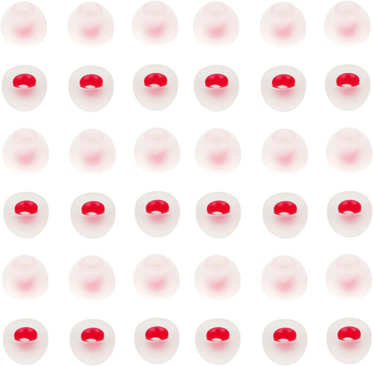 36 Pieces Medium Earbud Tips Soft and Comfortable Ear Bud Replacement Pieces Silicone Fit Most in-Ear Headphones，Inner Hole 3.8mm -5.5mm，Medium White and Red Replacement Eartips