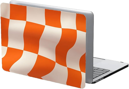 Compatible with MacBook Air 13.3 13.6 Inch Case 2022 2021 2020 2019 Plastic Hard Shell Case Cover,13.3 Air (A1932/A2179/A2337), Orange and White Checkered Flag