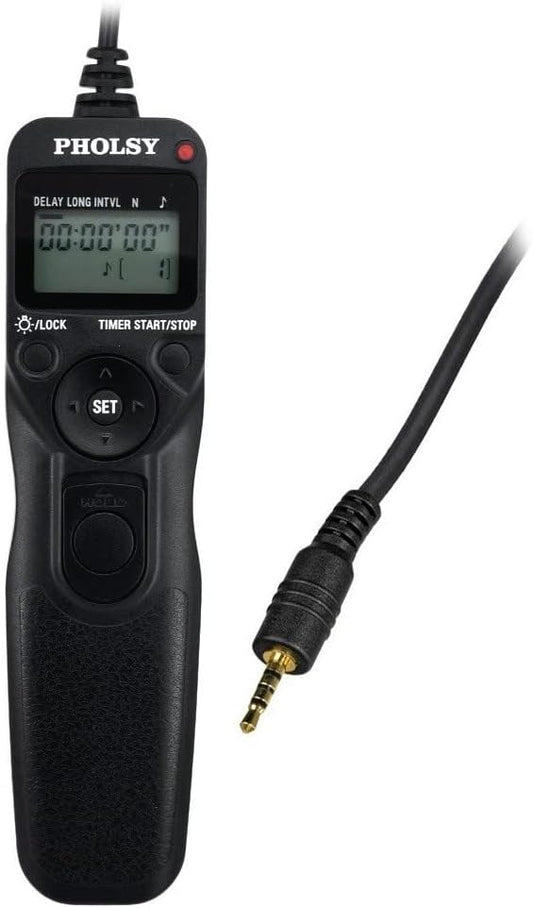 PHOLSY P6 Timer Remote Control Cable with Intervalometer for Panasonic S5, S1H, S1RM, S1R, S1M, S1, G95, G91, FZ10002, G9, GH5, G85, G81, GX8, GX7, GH4, GH3, FZ2500, FZ2000, FZ1000, FZ300, FZ200