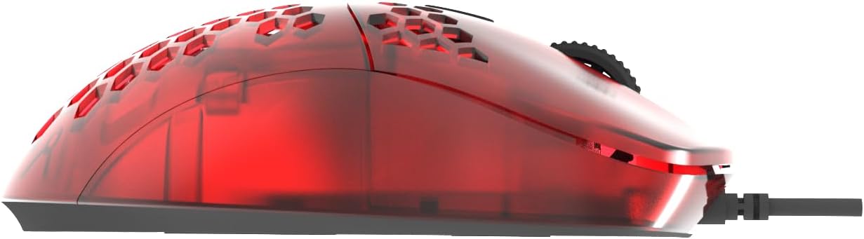 G-Wolves Hati HTM 56g Honeycomb Mouse, PixArt 3389 16000DPI, 6 Programmable Buttons, Low Latency, for Esports (Ruby)