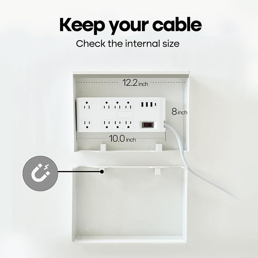 Book Shape Decorative Cable Management Box - Expandable Cable Organizer Box with Magnetic Closure for Home & Office (LoveFinds, Large)