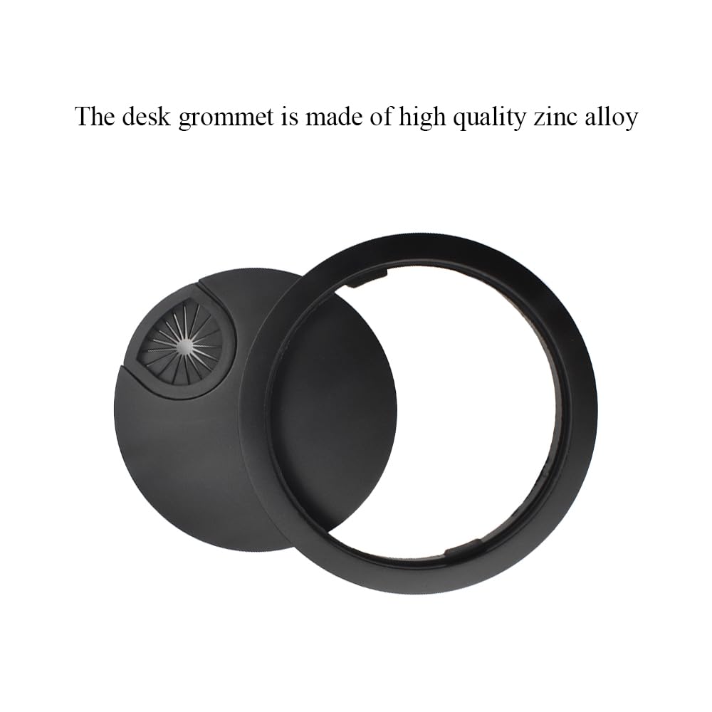 HAHIYO 1Pcs 3.15Inch/80mm Black Zinc Alloy Desk Grommet Wire Grommet Cable Management Cord Hole Cover Desk Wire Hole Insert Wire Organizer for Computer Office Home School Equipment Systems