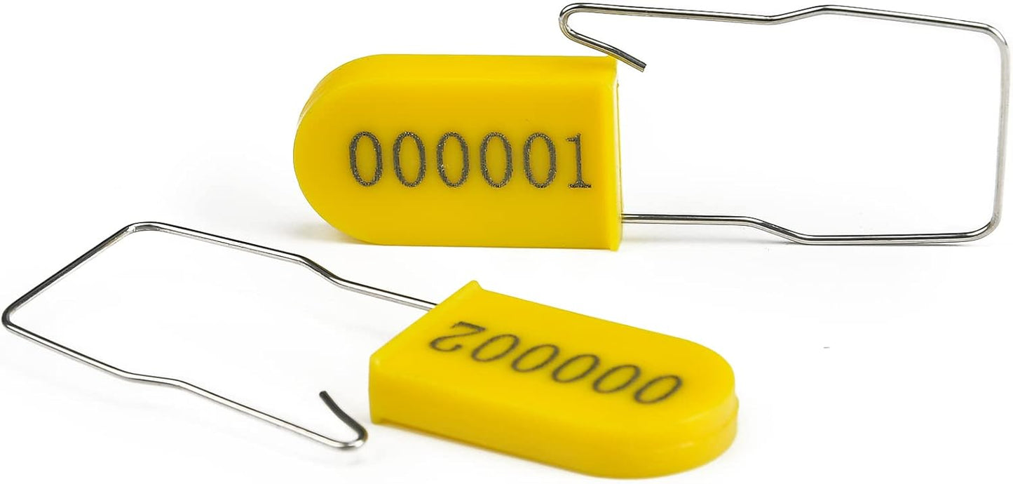 50PCS Plastic Padlock Security Seals Metal Wire Padlocks Electric Meter Seal Disposable Anti-Tamper Lock Numbered Anti Tamper Tag Hasps Yellow