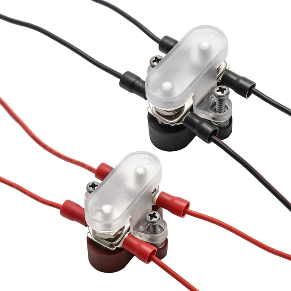 Heart Horse Bus Bar Terminal Block 1/4'' Power Stud Battery Junction Post Distribution Block Insulated with Cover DC 48V 300A for Auto Truck RV Boat (1/4'',Red+Black)