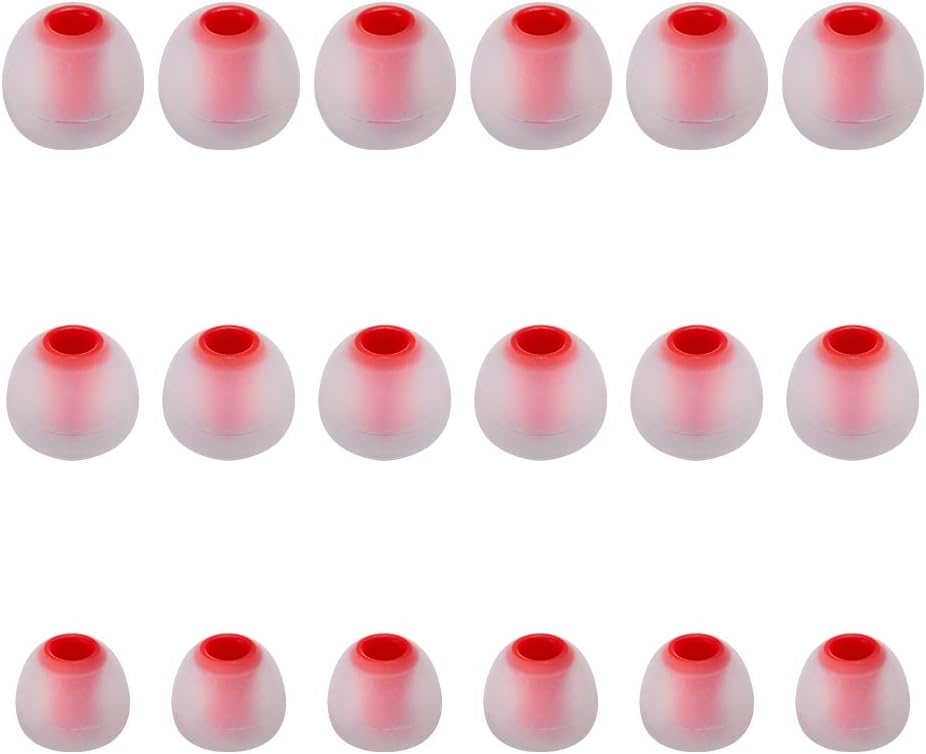 Earbud Tips Soft Silicone Earbuds Replacement Tips Fit for in-Ear Headphones(Inner Hole from 3.8mm - 4.2mm Earphones) 9 Pairs S/M/L,Transparent Red