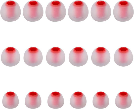 Earbud Tips Soft Silicone Earbuds Replacement Tips Fit for in-Ear Headphones(Inner Hole from 3.8mm - 4.2mm Earphones) 9 Pairs S/M/L,Transparent Red