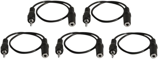 5 Pack of YCS Basics 1 Foot 3.5mm Headphone Extension Cables