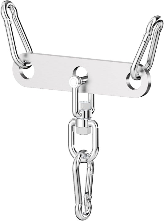 Double to Single Adaptor Plate for Cable Pulley Machines Durable Solid Stainless Steel with 3 Carabiners Suitable for Dual Cable Machines LAT Pulldown, Shoulder & Biceps Exercises