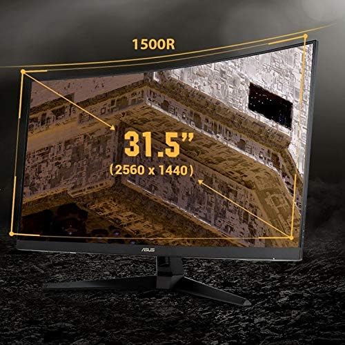 ASUS TUF Gaming 32" 1440P HDR Curved Monitor (VG32VQ1B) - QHD (2560 x 1440), 165Hz (Supports 144Hz), 1ms, Extreme Low Motion Blur, Speaker, FreeSync Premium, VESA Mountable, DisplayPort, HDMI,BLACK