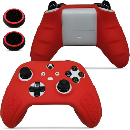 for Xbox Controller Series X/S (2024/2023) Silicone Protective Cover, Soft Skin Xbox Controller Accessories, Anti-Slip Cover with 2 Joystick Caps (Red)