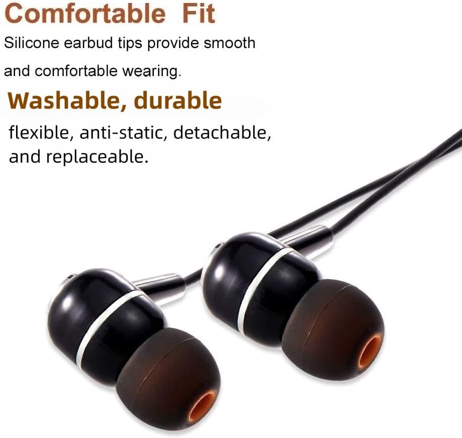 Earbud Tips Soft Silicone Earbuds Replacement Tips Fit for in-Ear Headphones(Inner Hole from 3.8mm - 4.2mm Earphones) 9 Pairs S/M/L,Black/Orange
