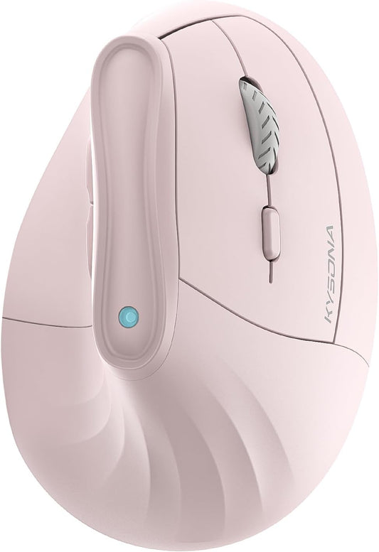 57° Ergonomic Wireless Tower Mouse, Vertical Quiet Ergo Mouse, Bluetooth(BT5.0,BT3.0)&2.4G, (800/1200/2400/2400/4000), 7 Buttons for Windows, macOS, iPadOS, Laptop, PC, Pink