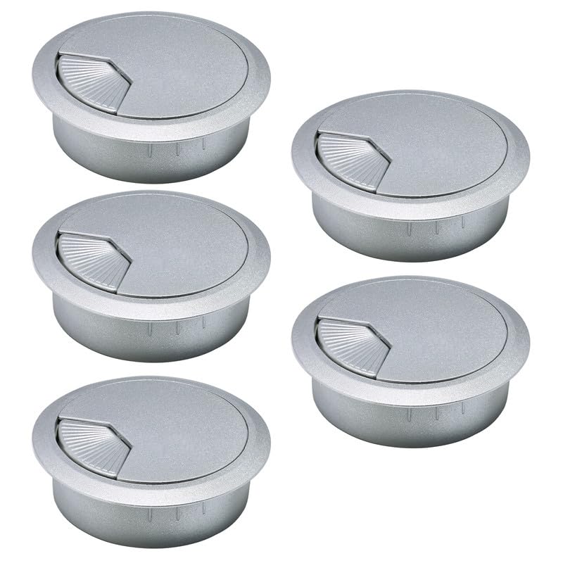 5 Pcs Desk Grommet 2" / 50 mm, Desk Cord Hole Cover, Cable Grommet ABS Plastic, Desk Hole Grommet for Home & Office Pc, Detachable Adjustable Cable Cord Organizer-Silvery