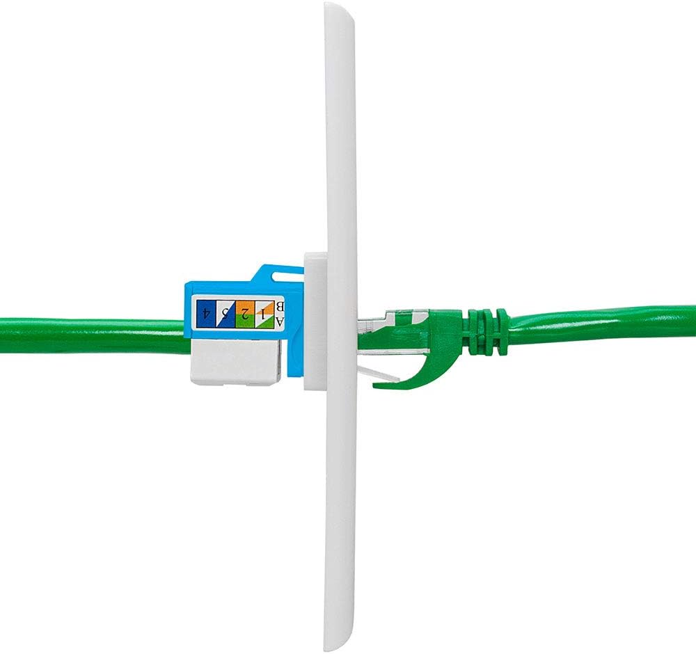 Cmple - RJ45 Keystone Jack 90 Degree Cat6 Keystone Jack Insert Punch Down RJ45 Connectors Female for Wall Plates, Patch Panels, Patch Cables, Ethernet Cables - Blue