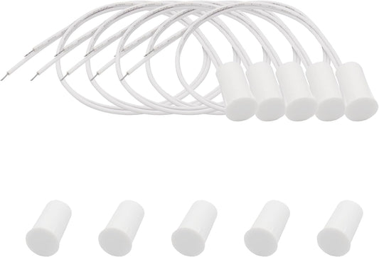 5PCS Recessed Wired Security Window Door Contact Sensor, Normally Closed NC, Door Alarm Magnetic Reed Switch with 2 Wire, ABS White, RC-35