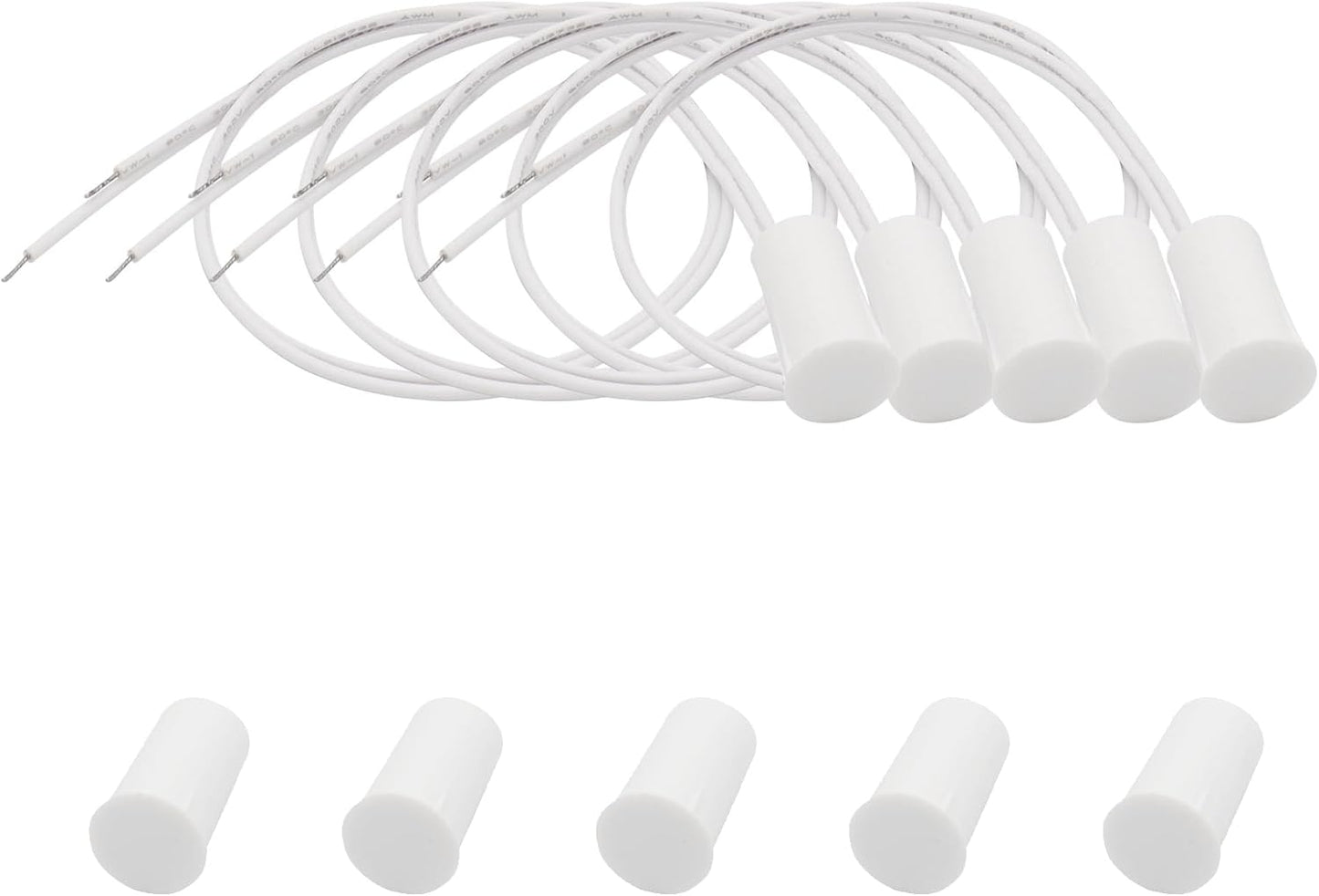 5PCS Recessed Wired Security Window Door Contact Sensor, Normally Closed NC, Door Alarm Magnetic Reed Switch with 2 Wire, ABS Brown, RC-33