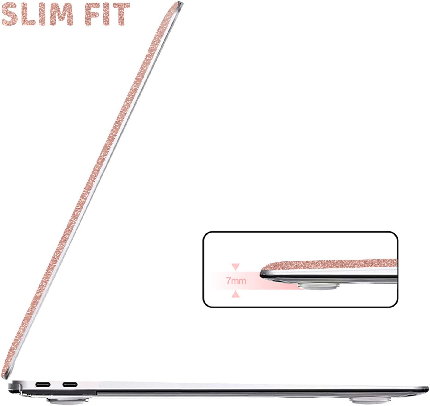 Anban Compatible with MacBook Pro 13 inch Case M2 2025-2016 M1 A2338 A2251 A2289 A2159 A1989 A1706 A1708, Plastic Hard Shell+Keyboard Cover+Screen Skin for MacBook Pro 13.3 inch Case, Shiny Rose Gold