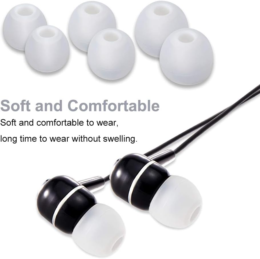 Earbud Tips Soft Silicone Earbuds Replacement Tips Fit for in-Ear Headphones(Inner Hole from 3.8mm - 4.0mm Earphones) 9 Pairs S/M/L,White