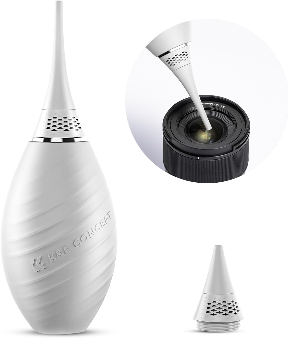 K&F CONCEPT Air Blower, with Long Nozzle/Short Nozzle Switch Design, Single Air Intake Camera Lens Blower, for Digital SLR Lens Sensor LCD Screens Musical Instruments Keyboards Telescope Filters