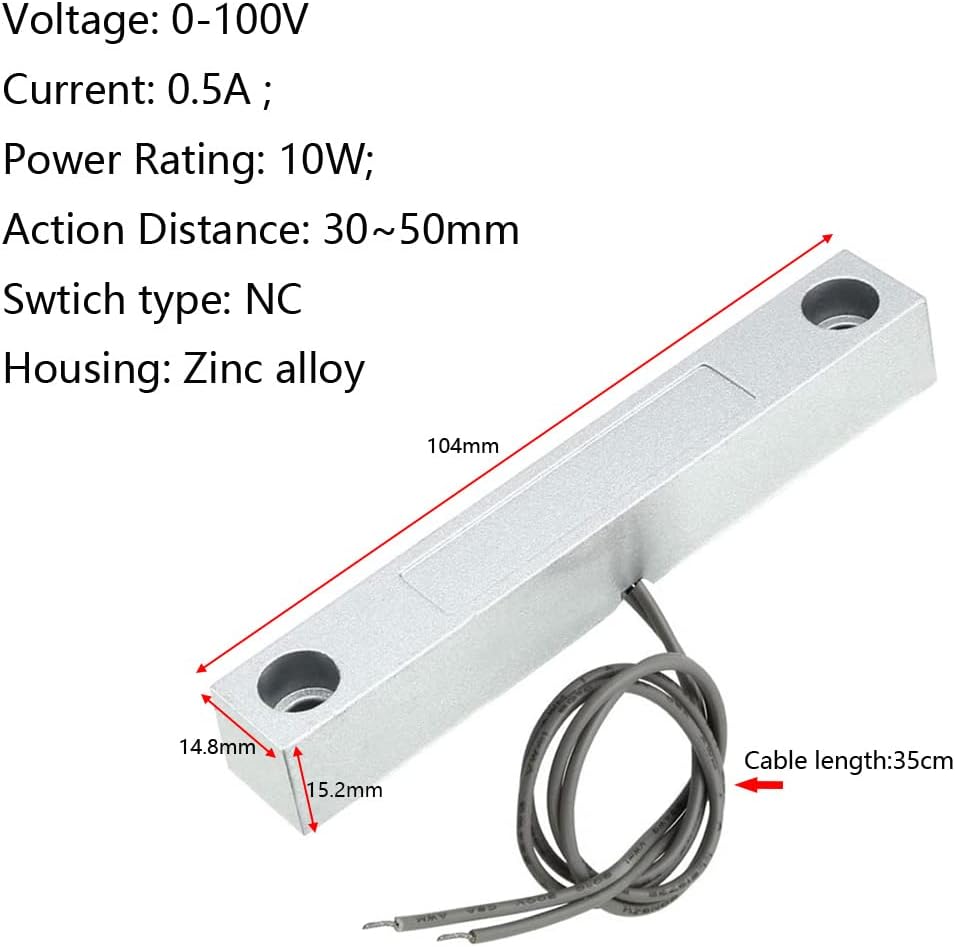 Home Security Wired Rolling Door Contact Magnetic Reed Switch MC-58 Alarm Sensor Magnetic Switch with 2 Wires for N.C. Applications