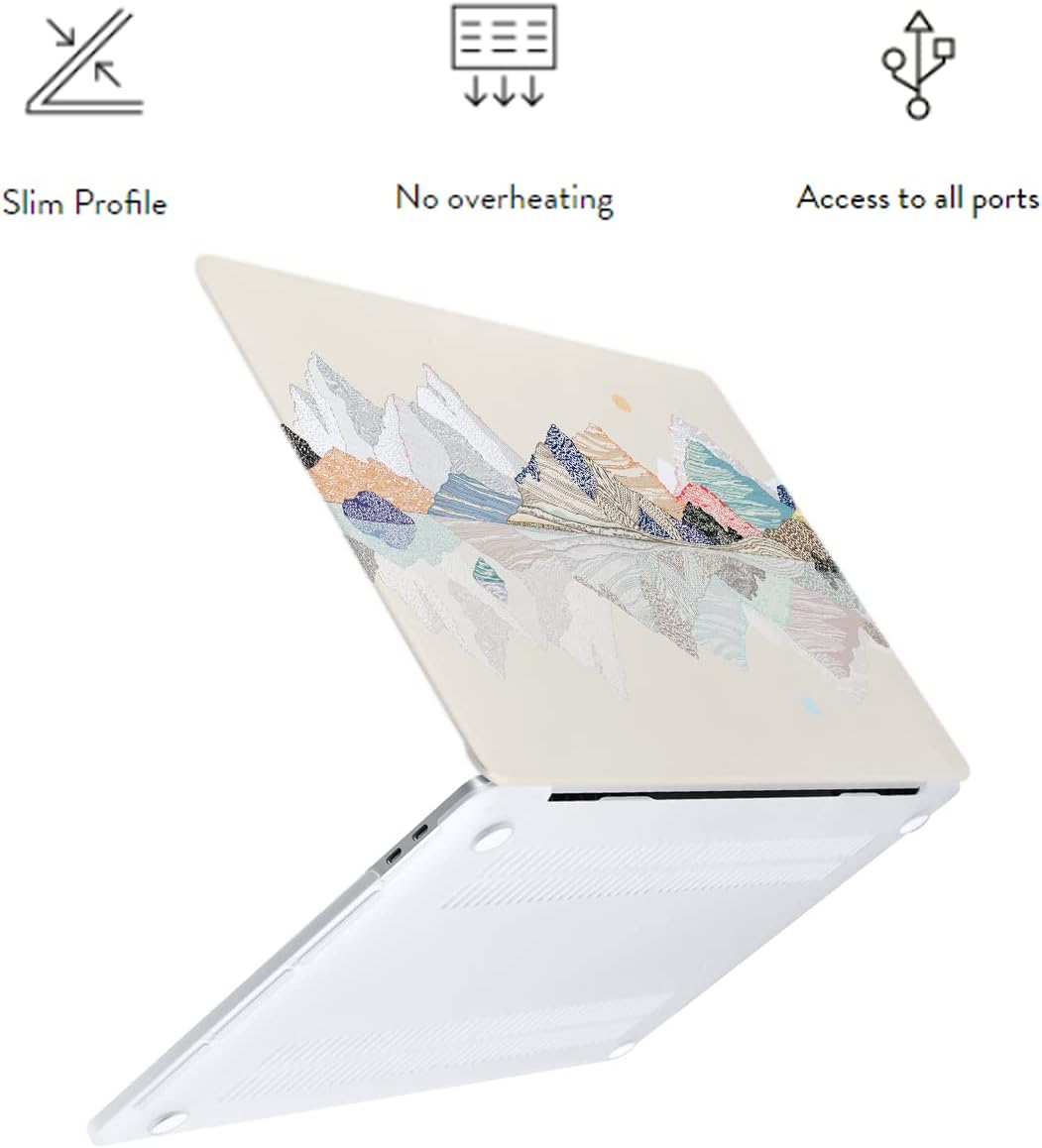 LanBaiLan Compatible for MacBook Pro 13 inch with Touch Bar 2022 2020 2019 2018 2017 2016 M1 M2 A2338 A2289 A2251 A2159 A1989 A1706 A1708, Laptop Protect Shell Case & Keyboard Cover, Mountain