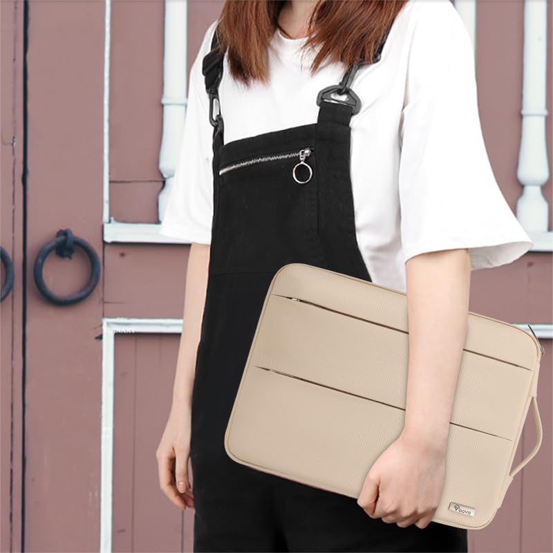 Voova Laptop Sleeve Carrying Case 13 13.6 Inch Compatible with MacBook Air 13 M1/M2/M3/M4, MacBook Pro 13/14, IPad Pro 13, Waterproof Slim Computer Cover Bag, Apricot