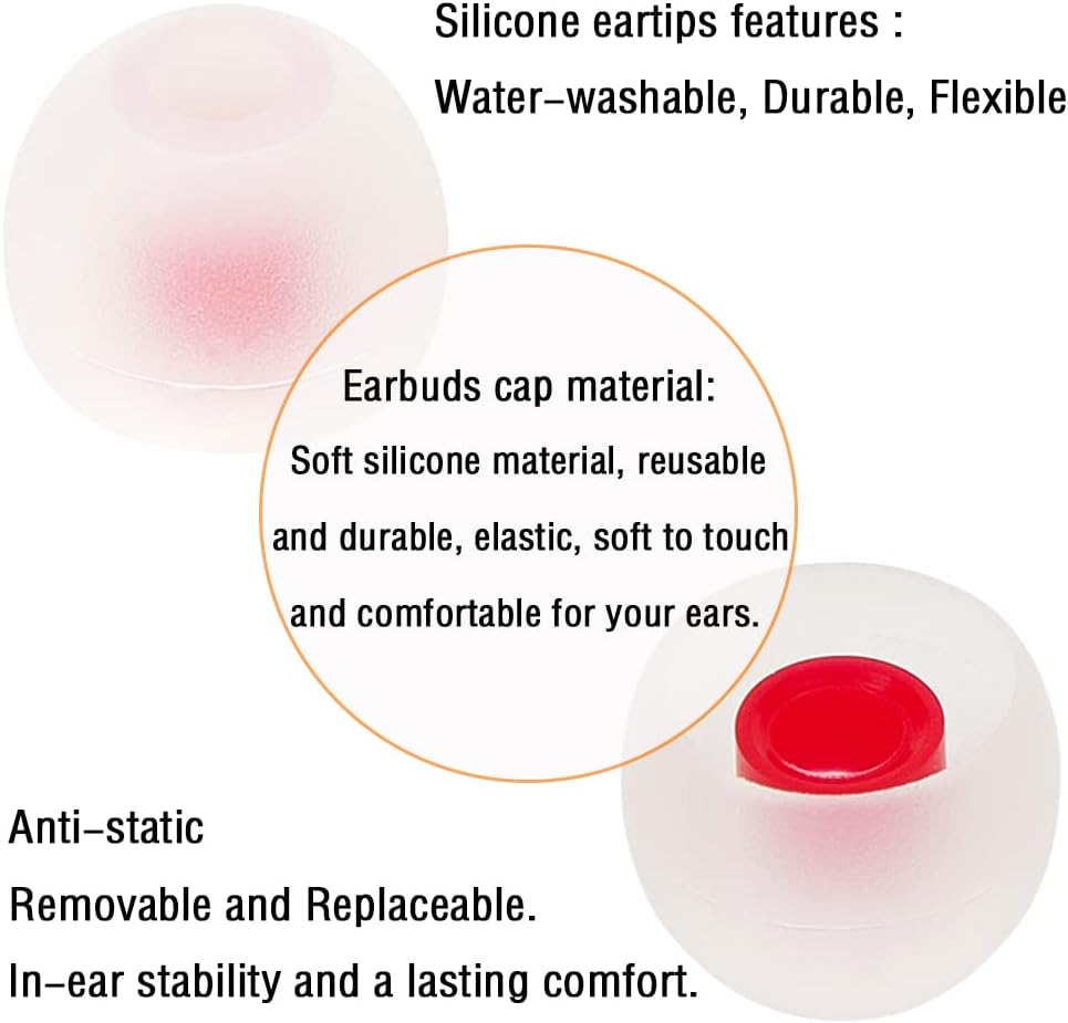 18 Pairs Silicone Earbud Tips Replacement Ear Tips for in- Ear Headphones Eartips (Inner Hole from 3.8mm-5.5mm Earphones) Earbud Replacement Tips Earbud Cap S M L