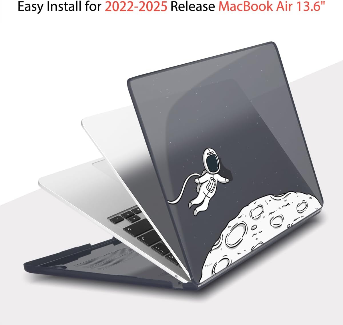 Teryeefi for M4 MacBook Air 13.6 inch Case 2022 2023 2024 2025 Release M3 A3113 M2 A2681 with Touch ID, Design Hard Shell Case+Keyboard Cover+Screen Protector+Type C Adapter, Floating Astronaut