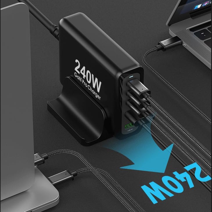 240W USB C Charger, GaN Tech 5-Ports PD 100W PPS45W QC3.0 30W Super Fast Charging Station for MacBook Pro iPad iPhone 15 14 Samsung S23 S22 Pixel and More