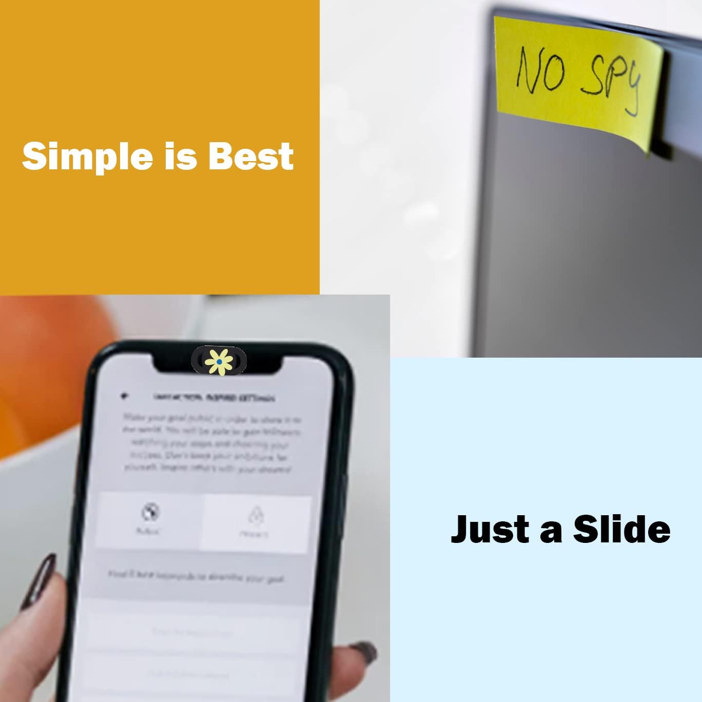 Laptop Camera Cover Slide Webcam Cover for Privacy Fits for Mini PC, PC, Surface, Tablet, Desktop Computer, Smart Phone - 3 Packs, Flower