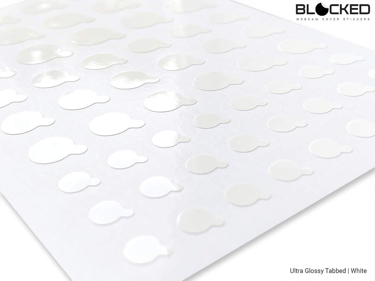 Stackable Webcam/Camera Vinyl Covers | 57 Tabbed Low-Tack Restickable Webcam Sticker | Multiple Sizes | White 57-Pack Tabbed (Ultra Glossy)