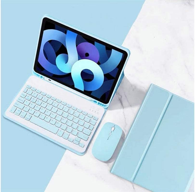 AnMengXinLing Keyboard Case for iPad 11th(A16)/iPad 10th Generation 2022 with Mouse Detachable Wireless Bluetooth Keyboard Pencil Holder Slim Leather Cover for iPad11/iPad10, Sky Blue